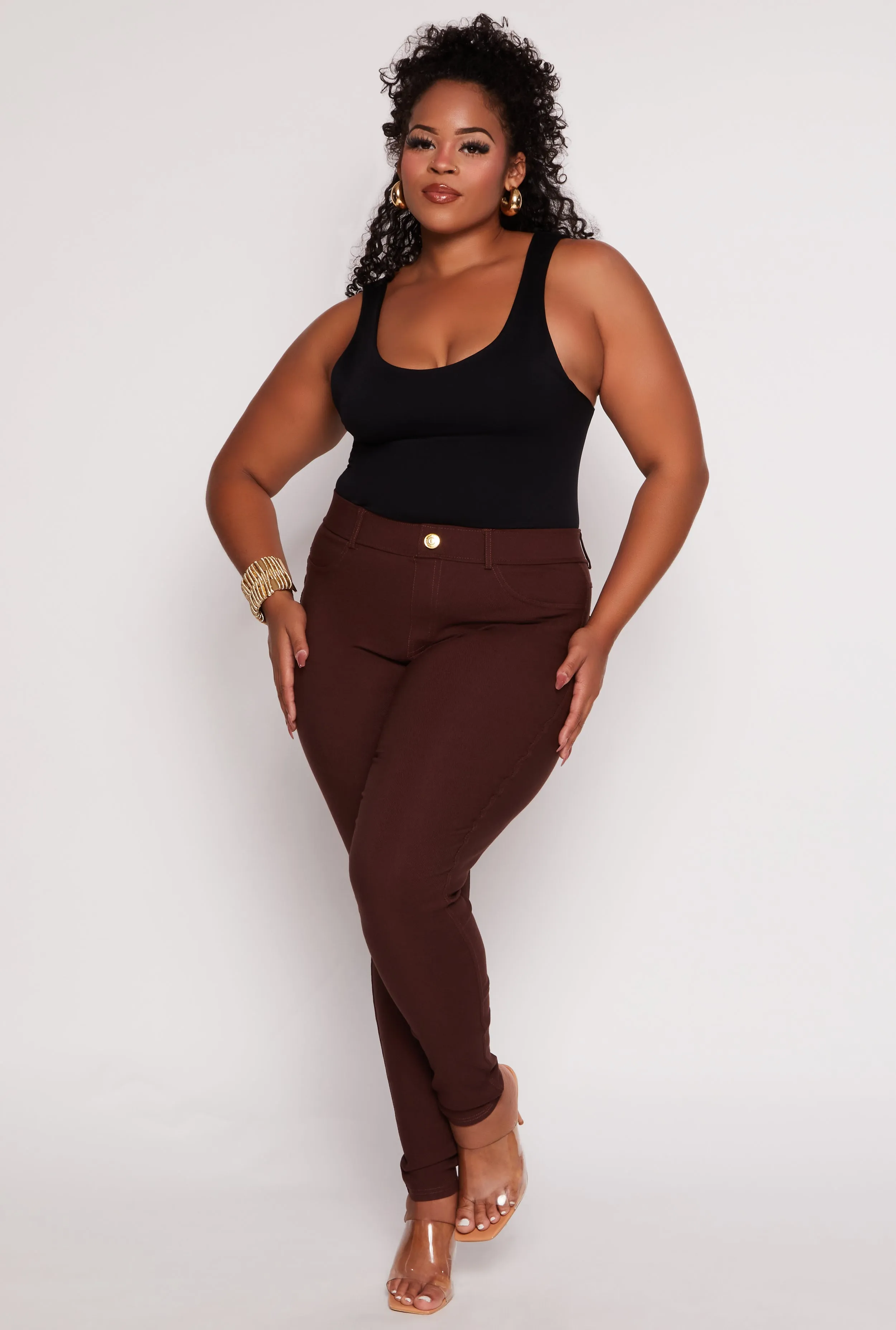 Plus Size Hyperstretch High Waist Skinny Leg Pants sold by Rainbow