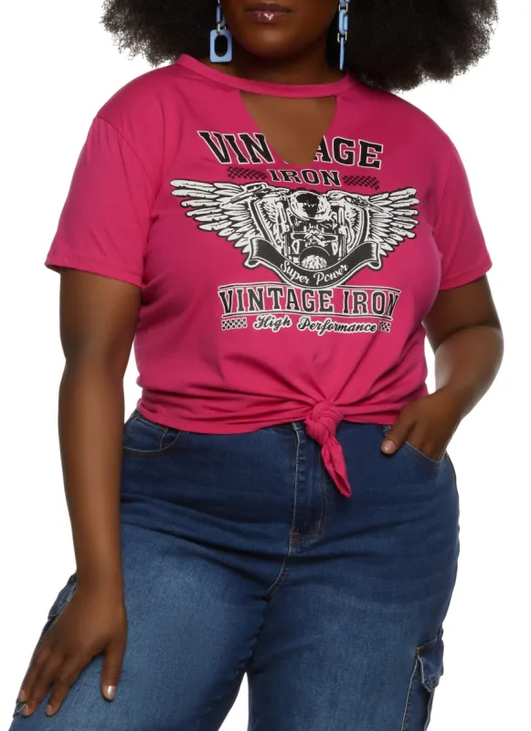 Plus Size Vintage Iron Hanky Hem Graphic Tee made by Rainbow