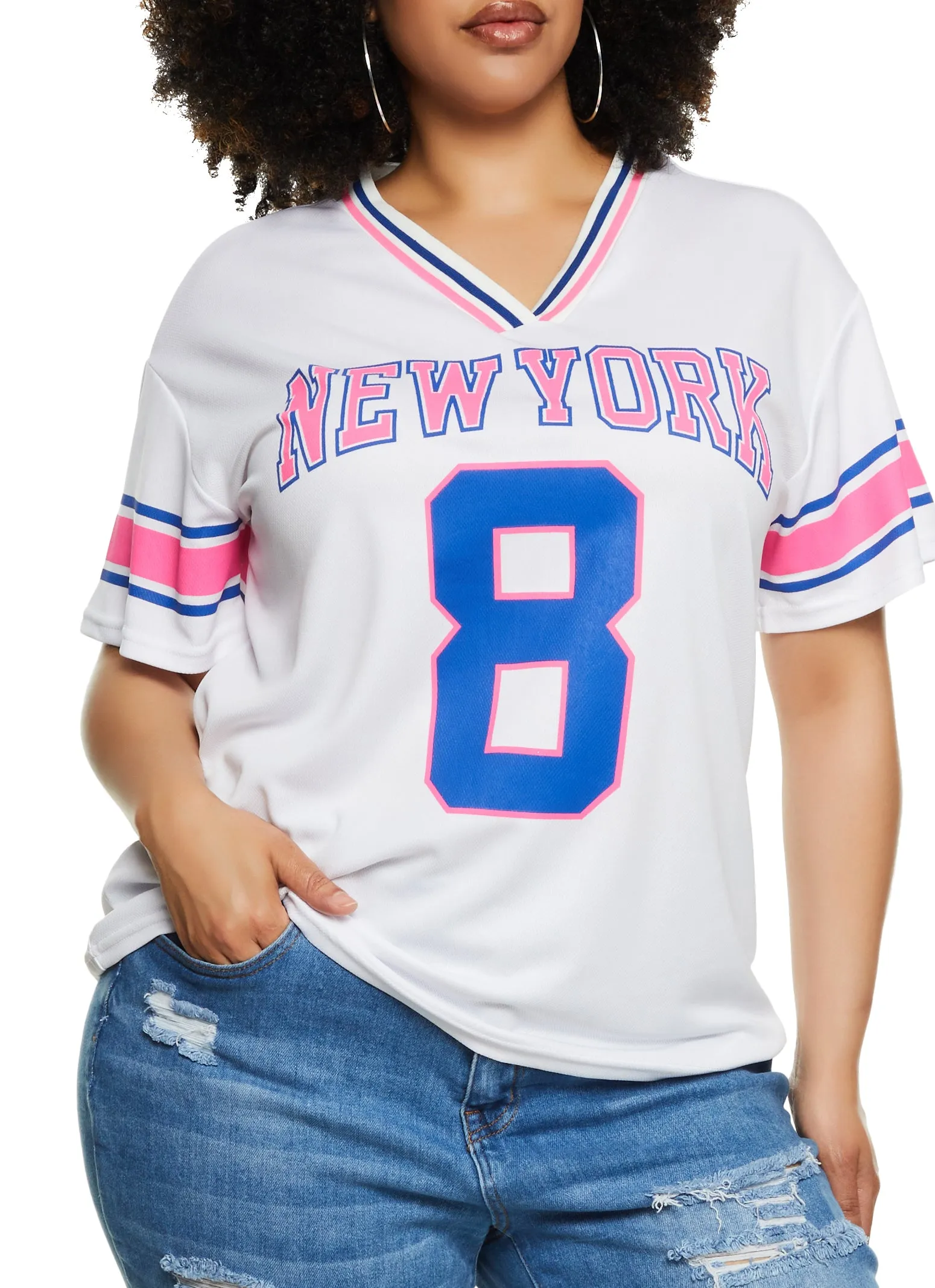 Plus Size New York 8 Football Jersey sold by Rainbow product image thumbnail 2
