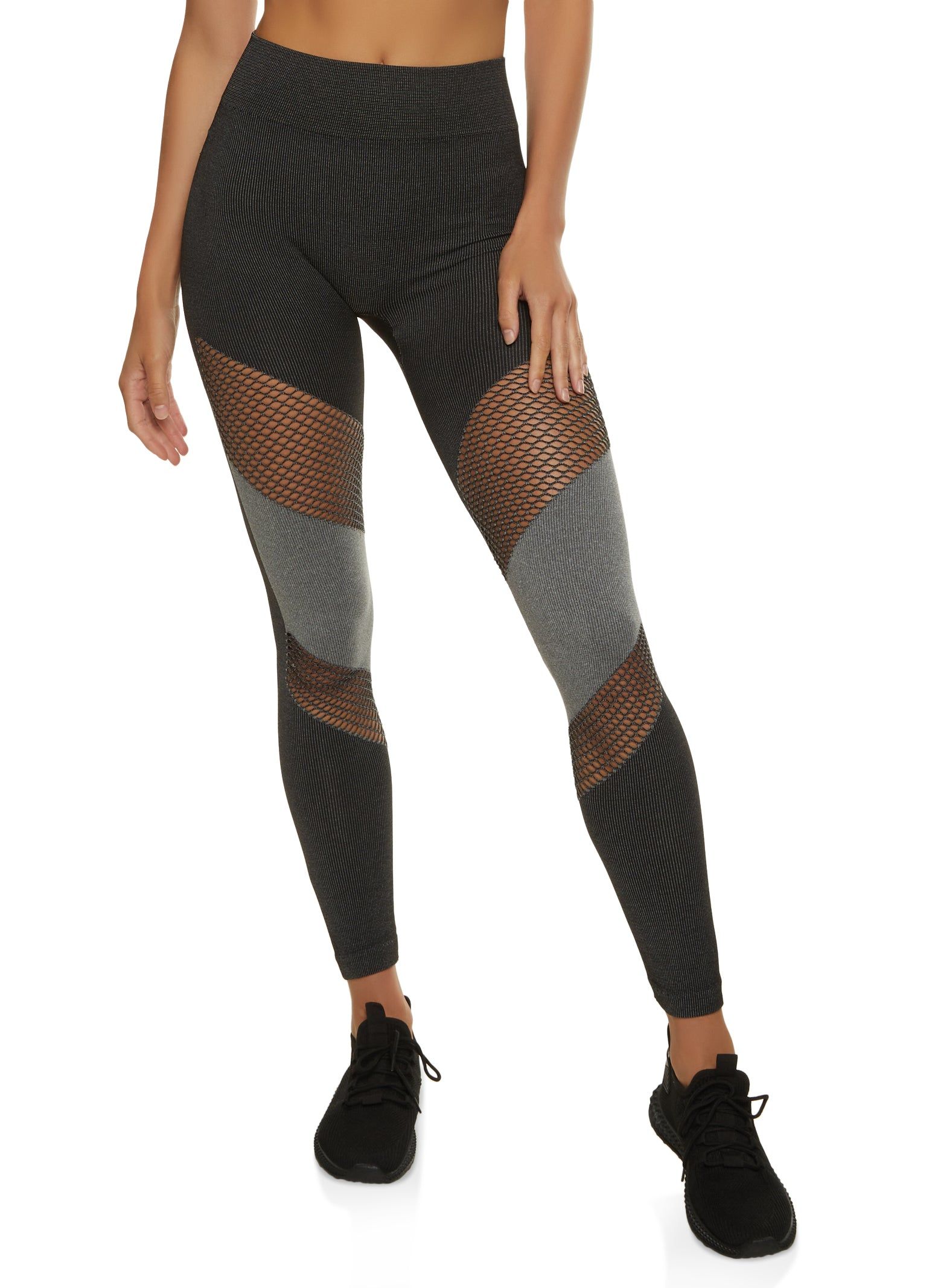 Fishnet Cut Out Color Block Leggings sold by Rainbow