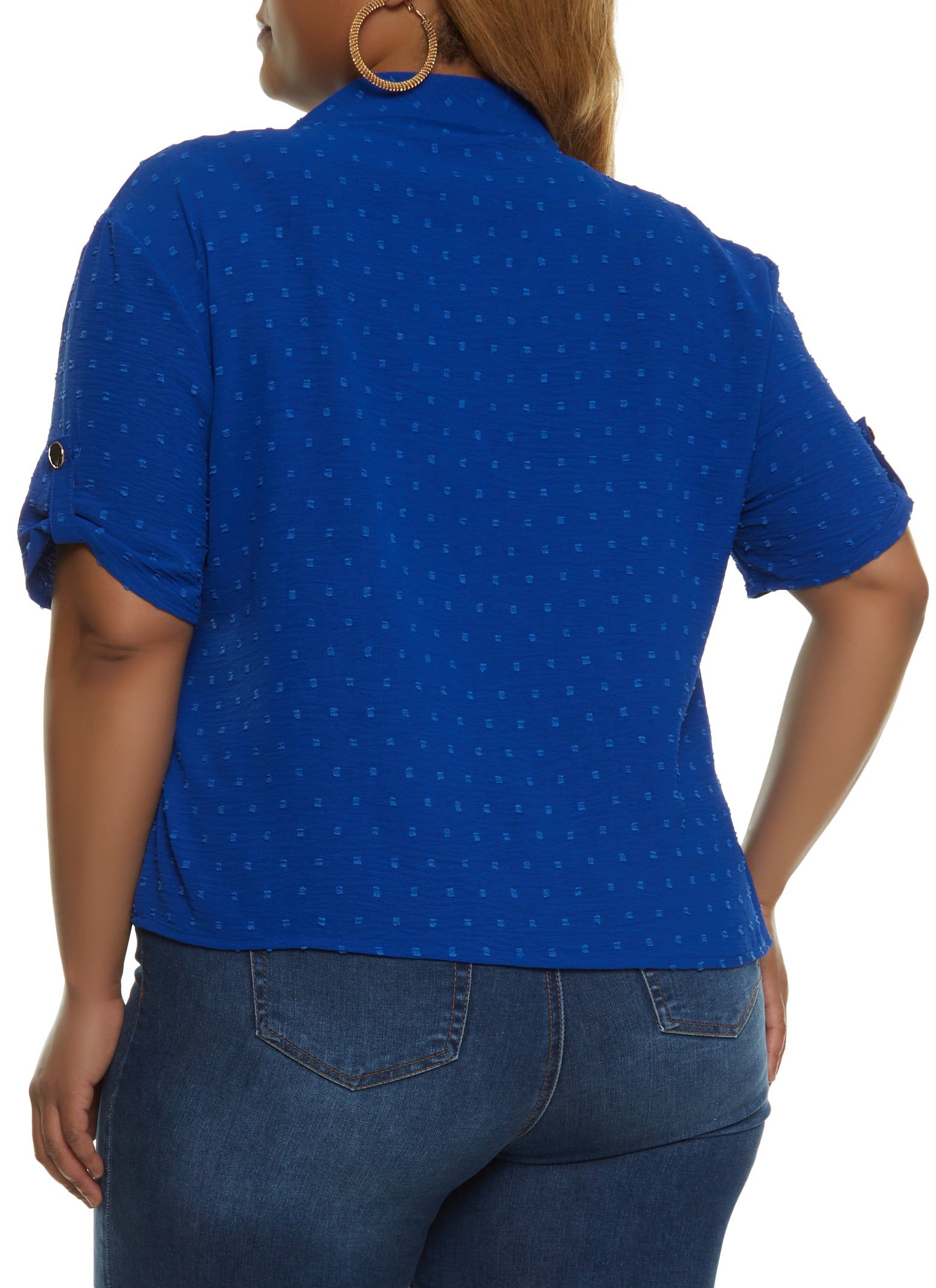 Plus Size One Button Lapel Collar Blouse sold by Rainbow product image thumbnail 2