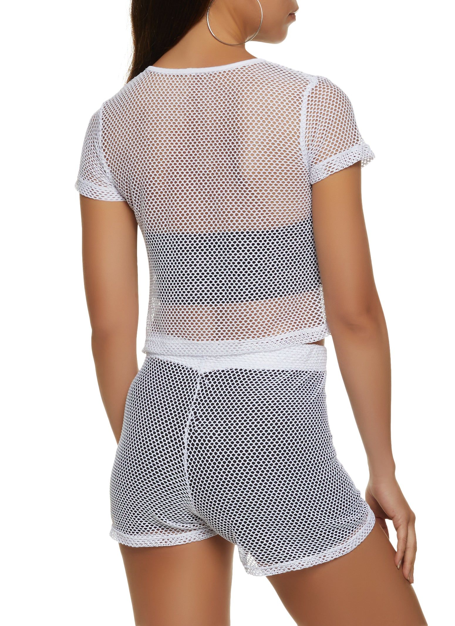 Fishnet Crew Neck Crop Top and Shorts sold by Rainbow product image thumbnail 2