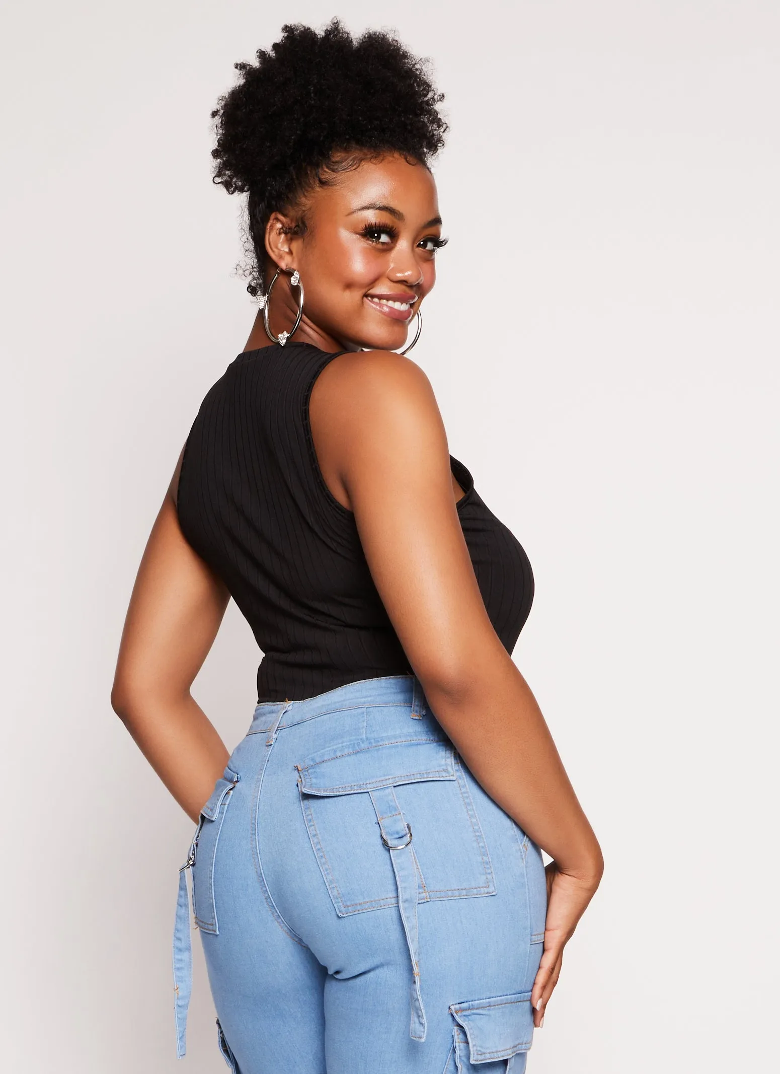 Plus Size Daisy Ribbed Crew Neck Tank Bodysuit sold by Rainbow product image thumbnail 3