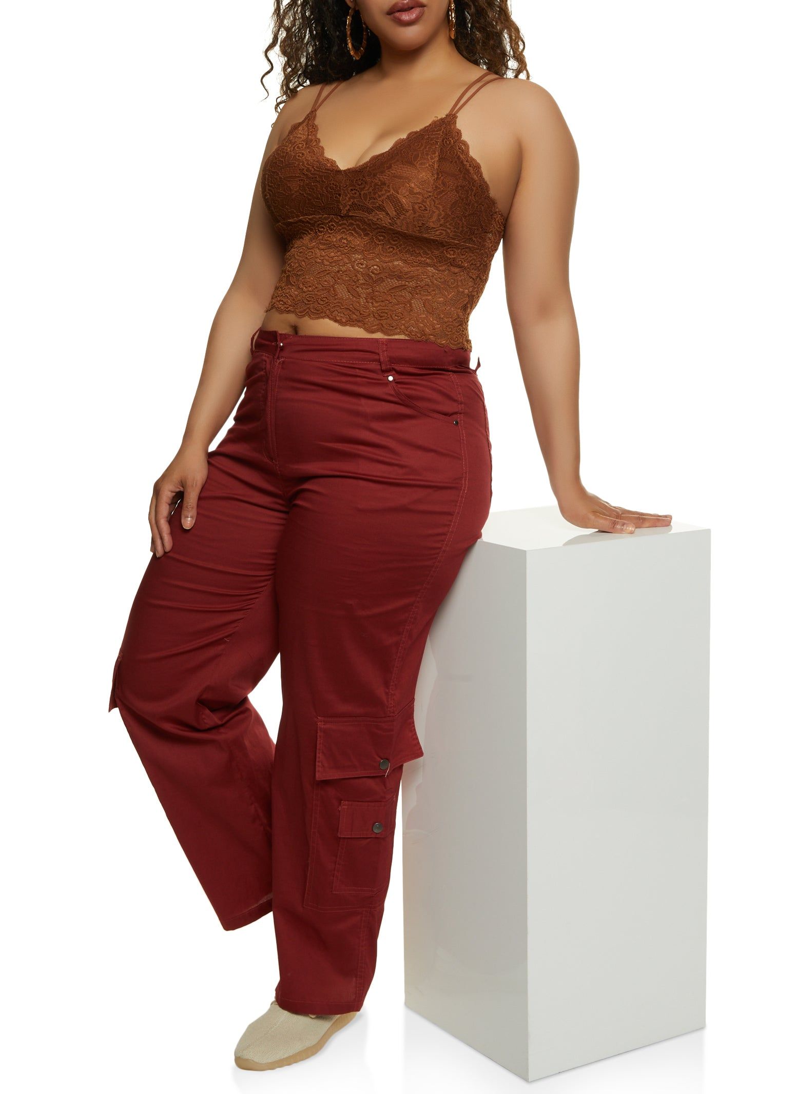 Plus Size Poplin High Waist Cargo Pants sold by Rainbow product image thumbnail 2