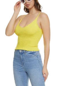 Ribbed Knit Lettuce Edge Seamless Cami sold by Rainbow