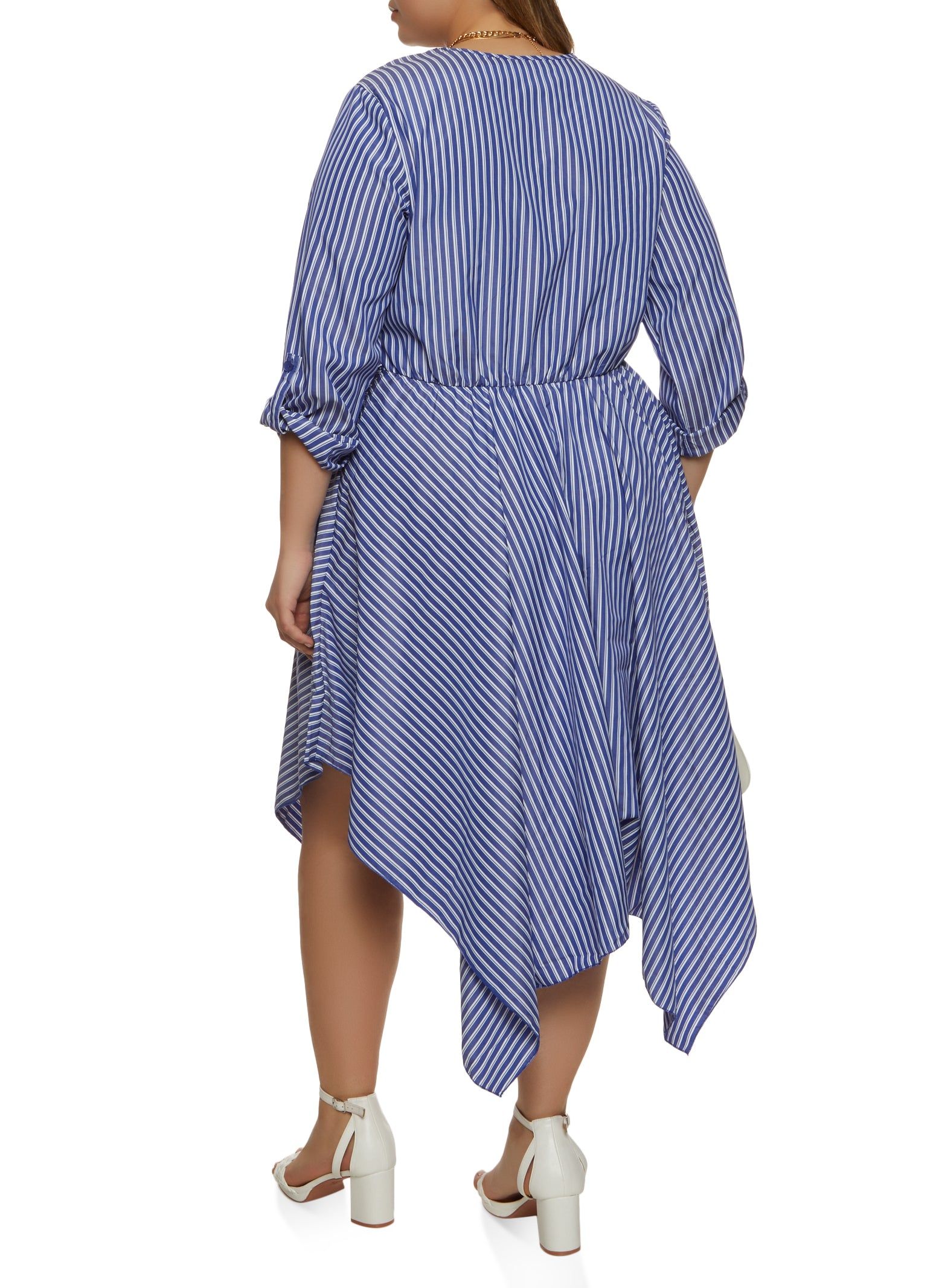 Plus Size Striped Faux Wrap Midi Dress sold by Rainbow product image thumbnail 3