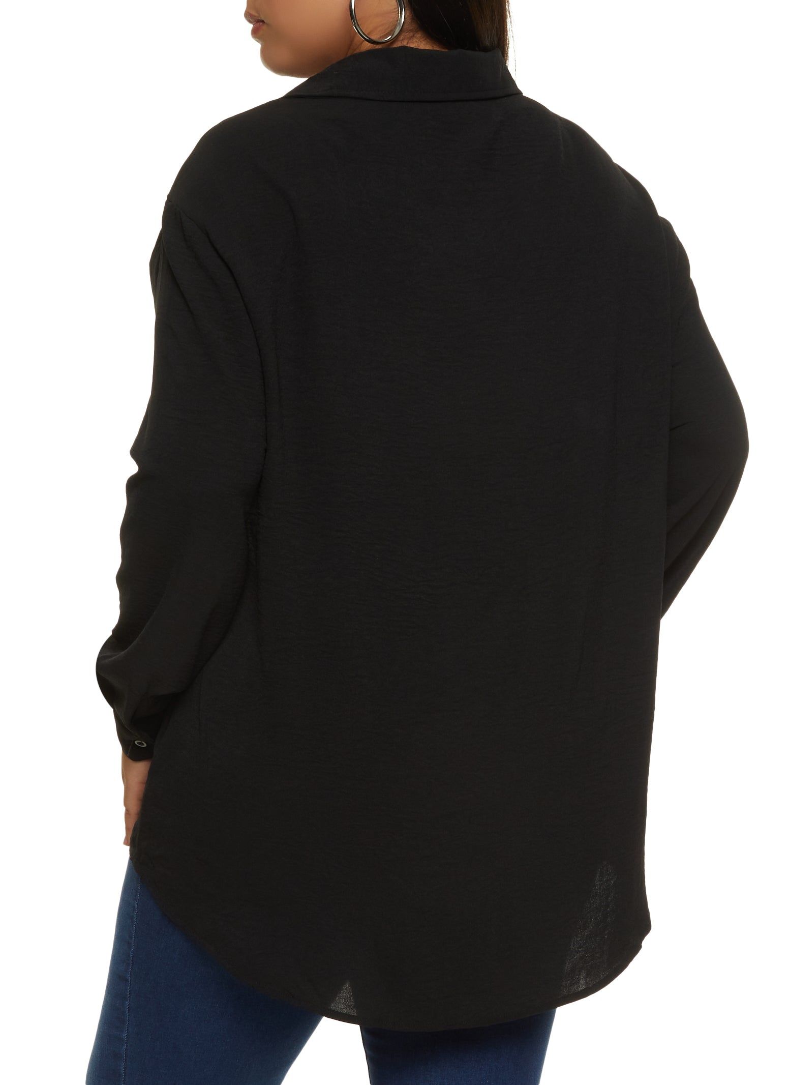 Plus Size Airy Pocket Button Front Shirt sold by Rainbow product image thumbnail 2