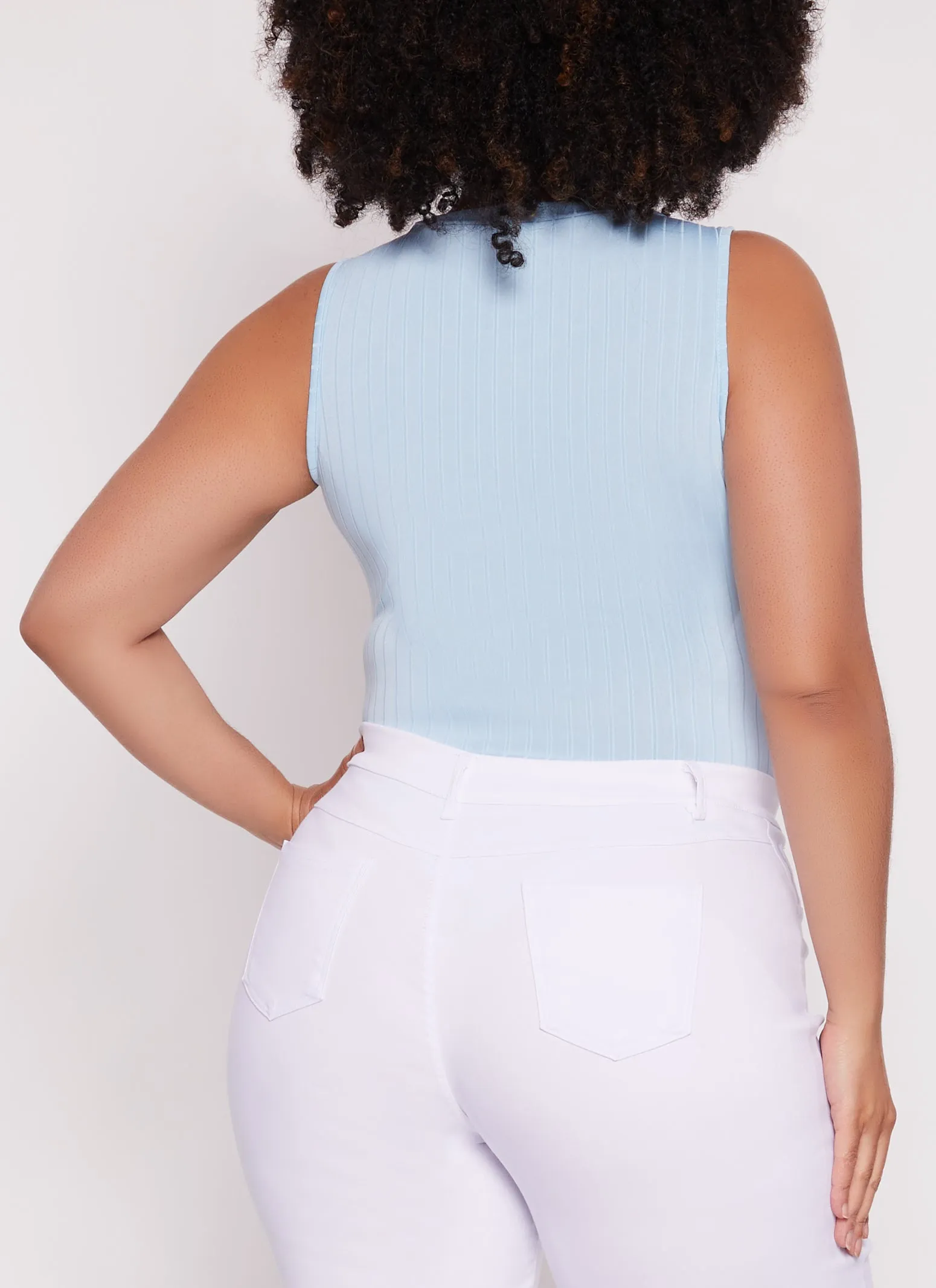 Plus Size Daisy Ribbed Crew Neck Tank Bodysuit sold by Rainbow product image thumbnail 3