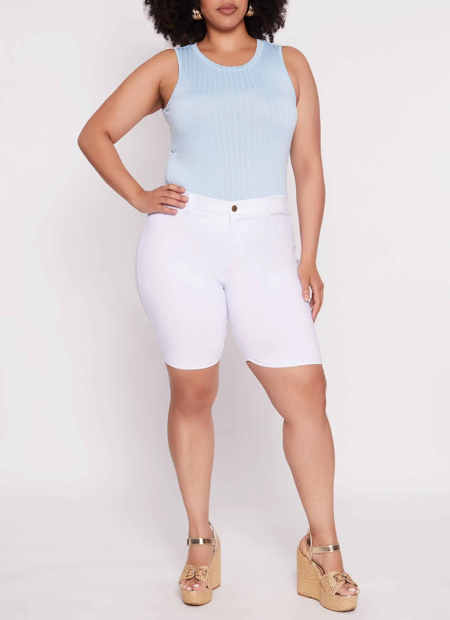 Plus Size Daisy Ribbed Crew Neck Tank Bodysuit sold by Rainbow product image thumbnail 2