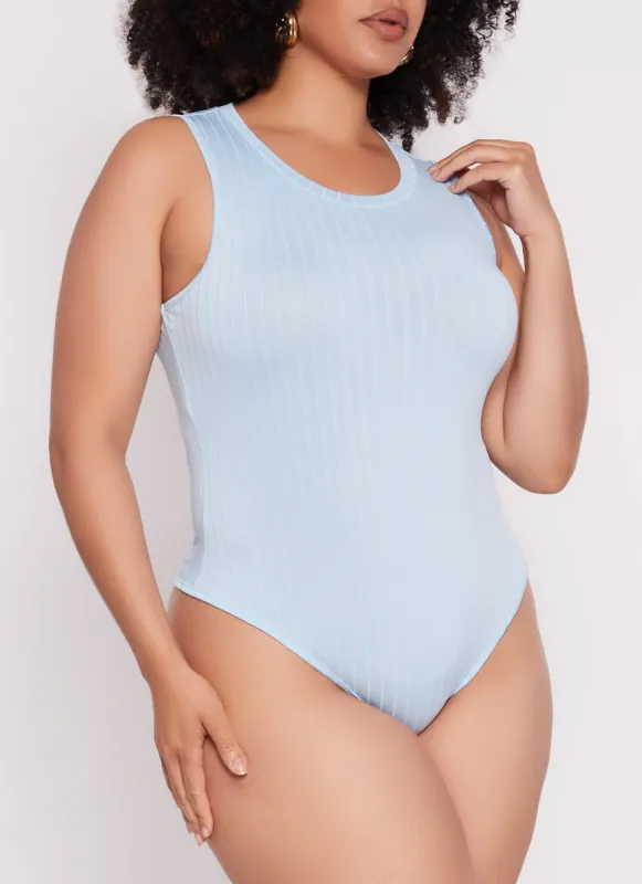 Plus Size Daisy Ribbed Crew Neck Tank Bodysuit sold by Rainbow