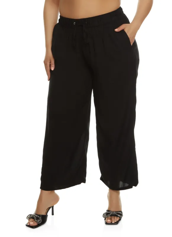 Plus Size Drawstring Palazzo Pants sold by Rainbow