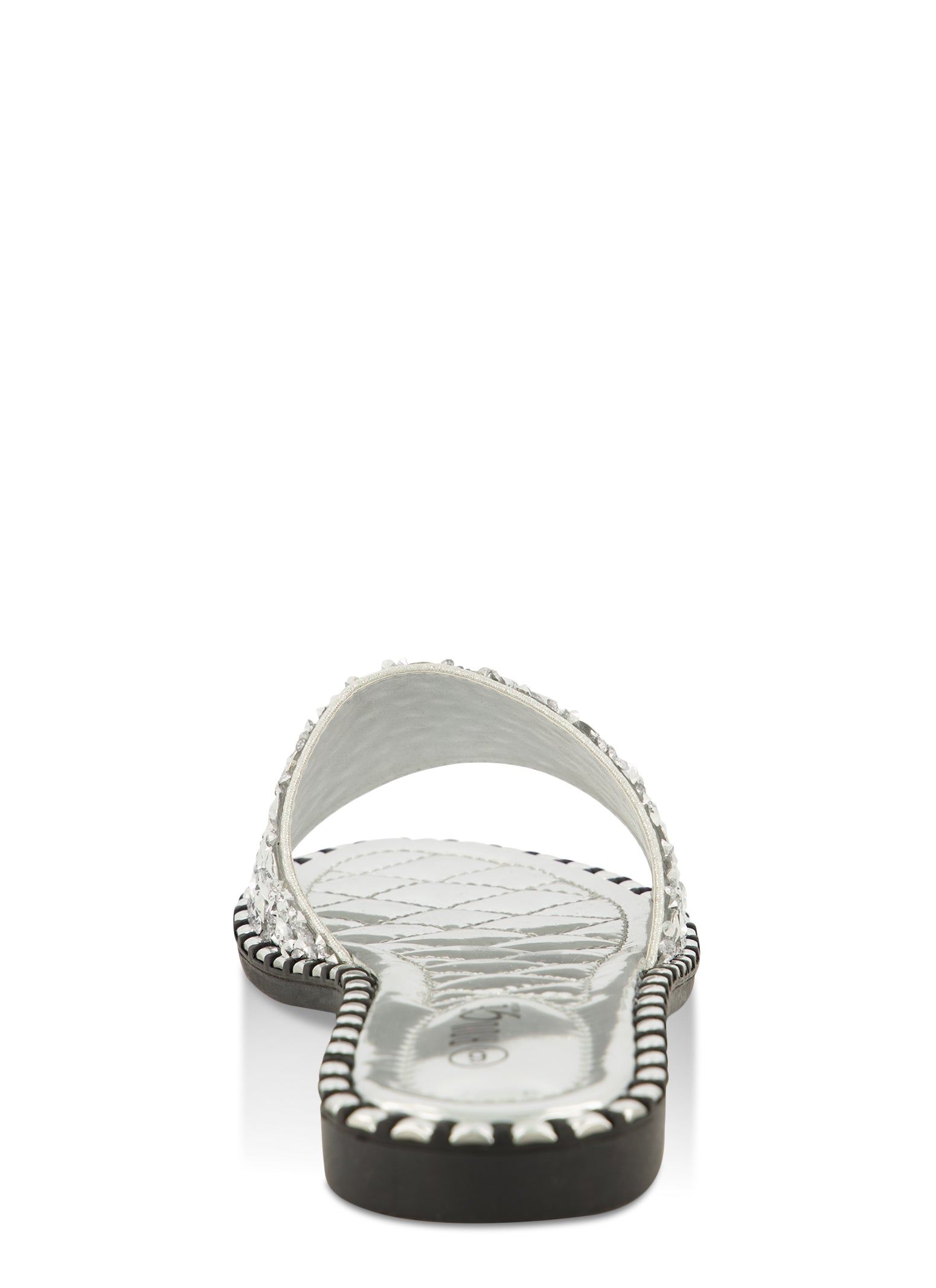 Metallic Studded Trim Rhinestone Band Slide Sandals sold by Rainbow product image thumbnail 3