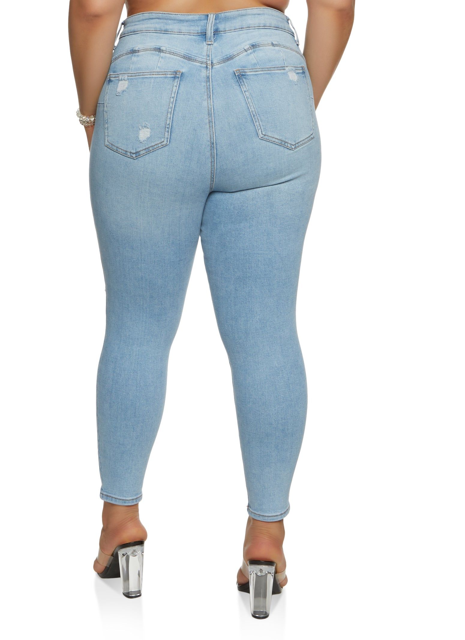 Plus Size WAX Distressed High Waisted Skinny Jeans sold by Rainbow product image thumbnail 2
