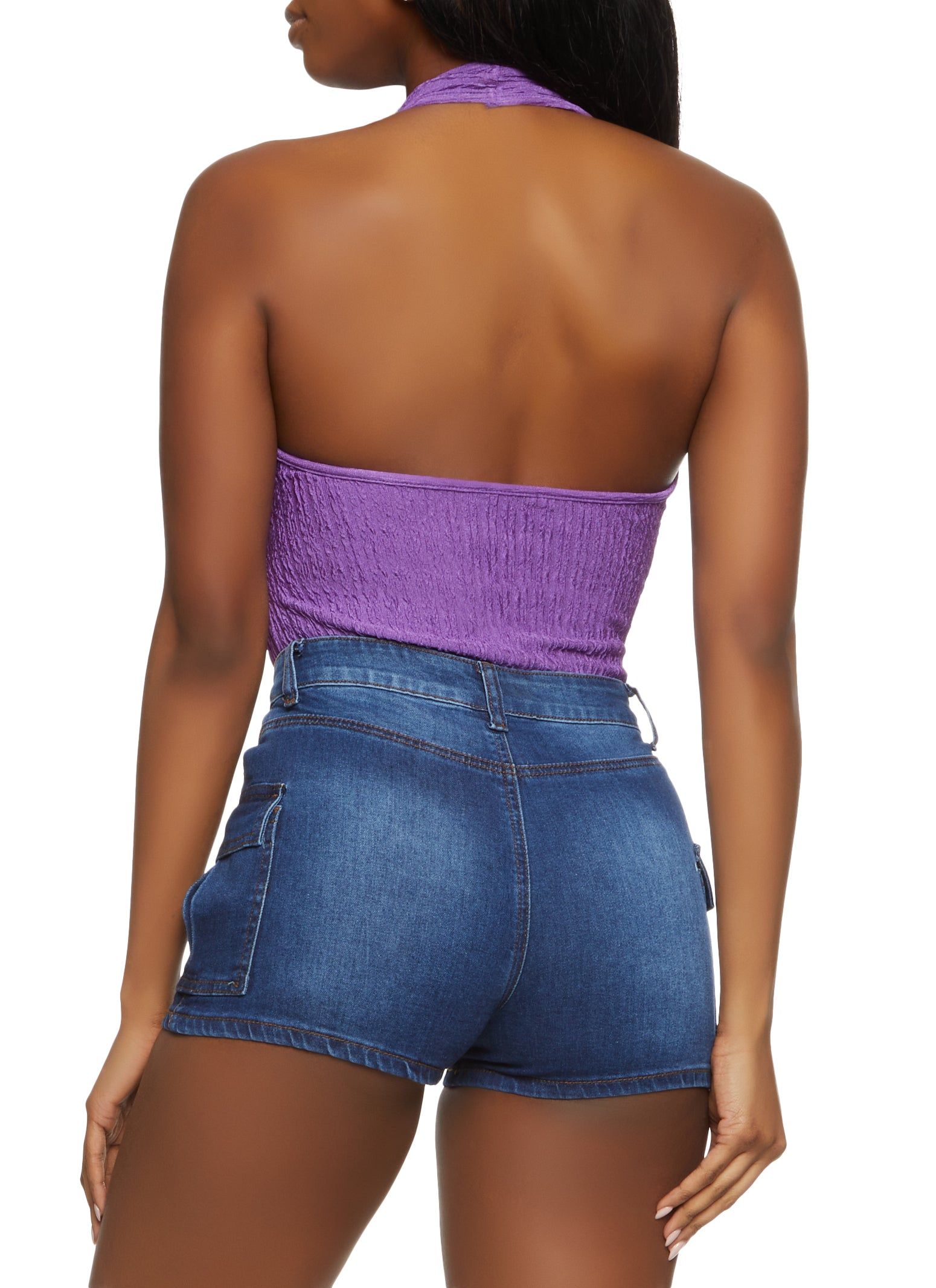 Textured Knit Halter Neck Plunge Bodysuit sold by Rainbow product image thumbnail 3