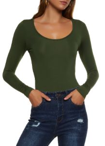 Solid Scoop Neck Bodysuit sold by Rainbow
