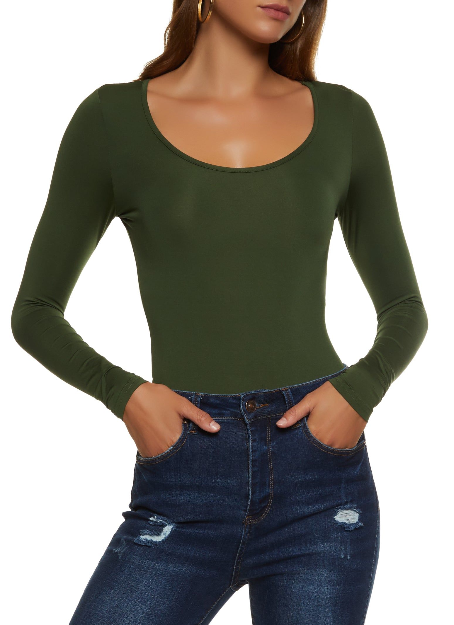 Solid Scoop Neck Bodysuit sold by Rainbow product image thumbnail 2