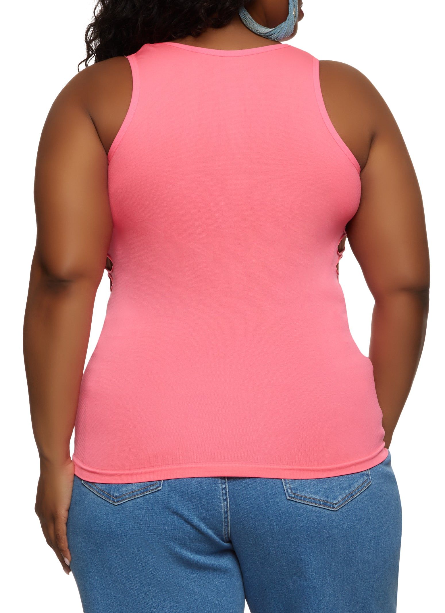 Plus Size Seamless Laser Cut High Neck Tank Top sold by Rainbow product image thumbnail 2
