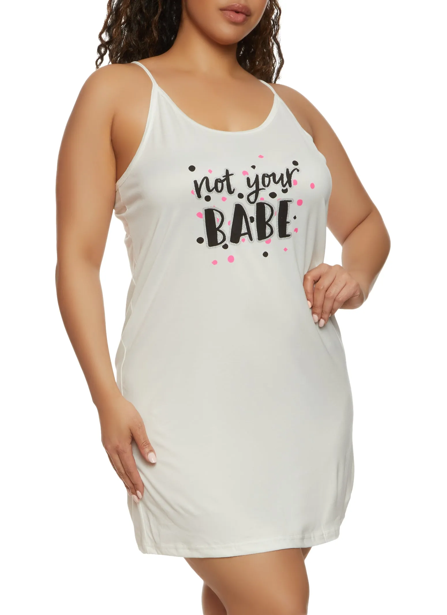 Plus Size Not Your Babe Nightgown with Heart Printed Robe sold by Rainbow product image thumbnail 3