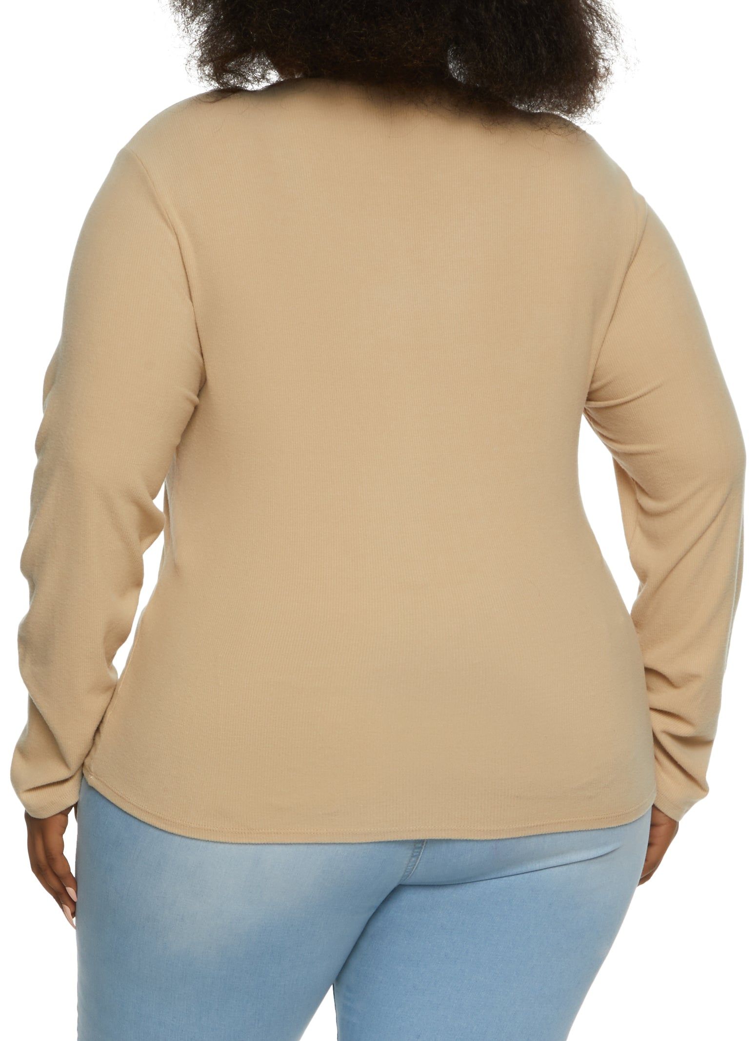 Plus Size Ribbed Knit Mock Neck Long Sleeve Top sold by Rainbow product image thumbnail 2