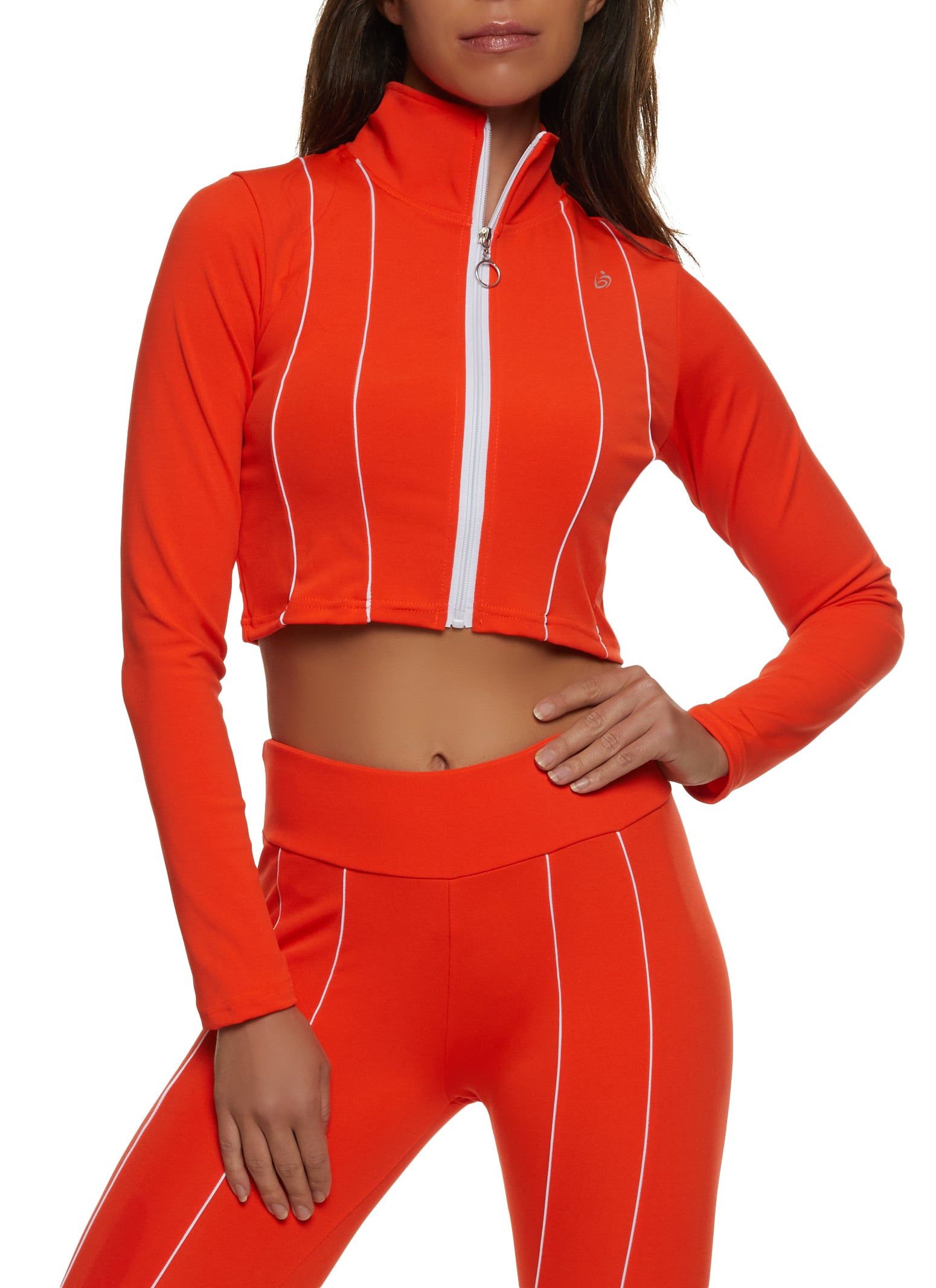 Contrast Pintuck Detail Cropped Track Jacket sold by Rainbow