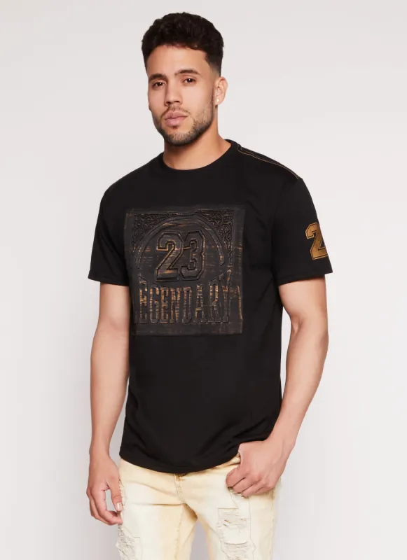 Mens Legendary 23 Sleeve Patch Graphic Tee sold by Rainbow