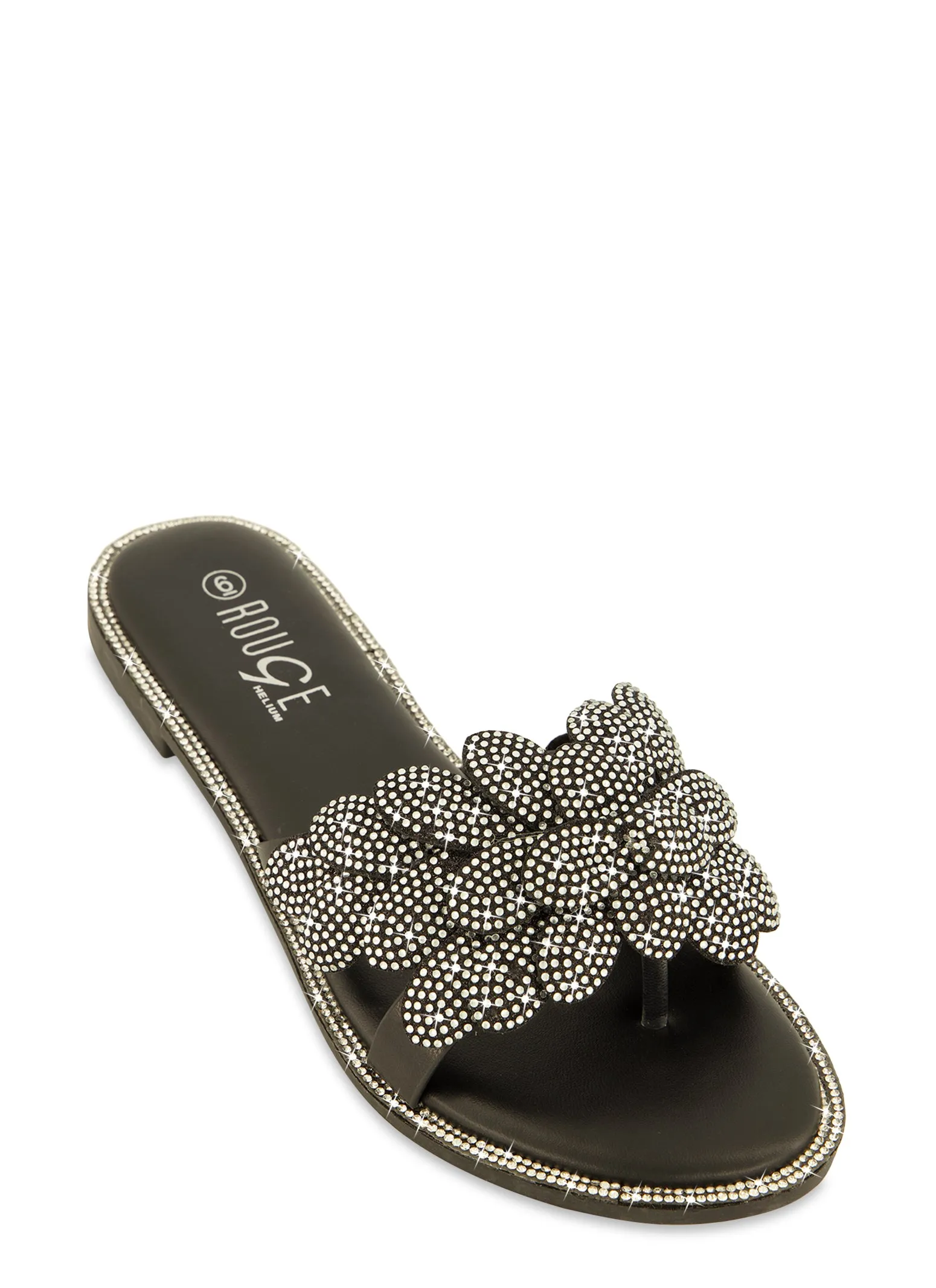 Rhinestone Studded Petal Thong Sandals sold by Rainbow