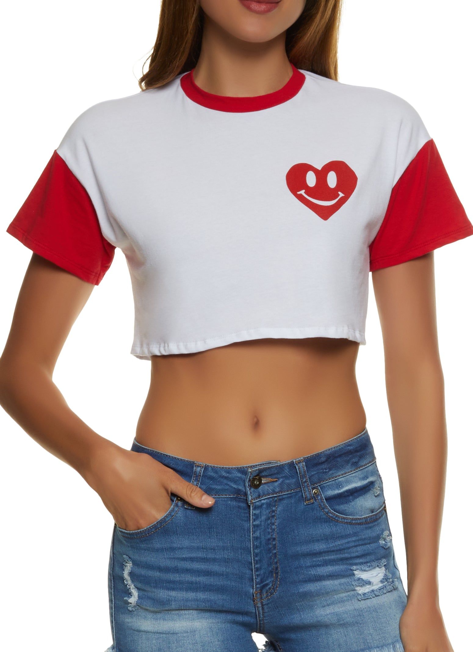 Smiley Heart Graphic Crop Top sold by Rainbow