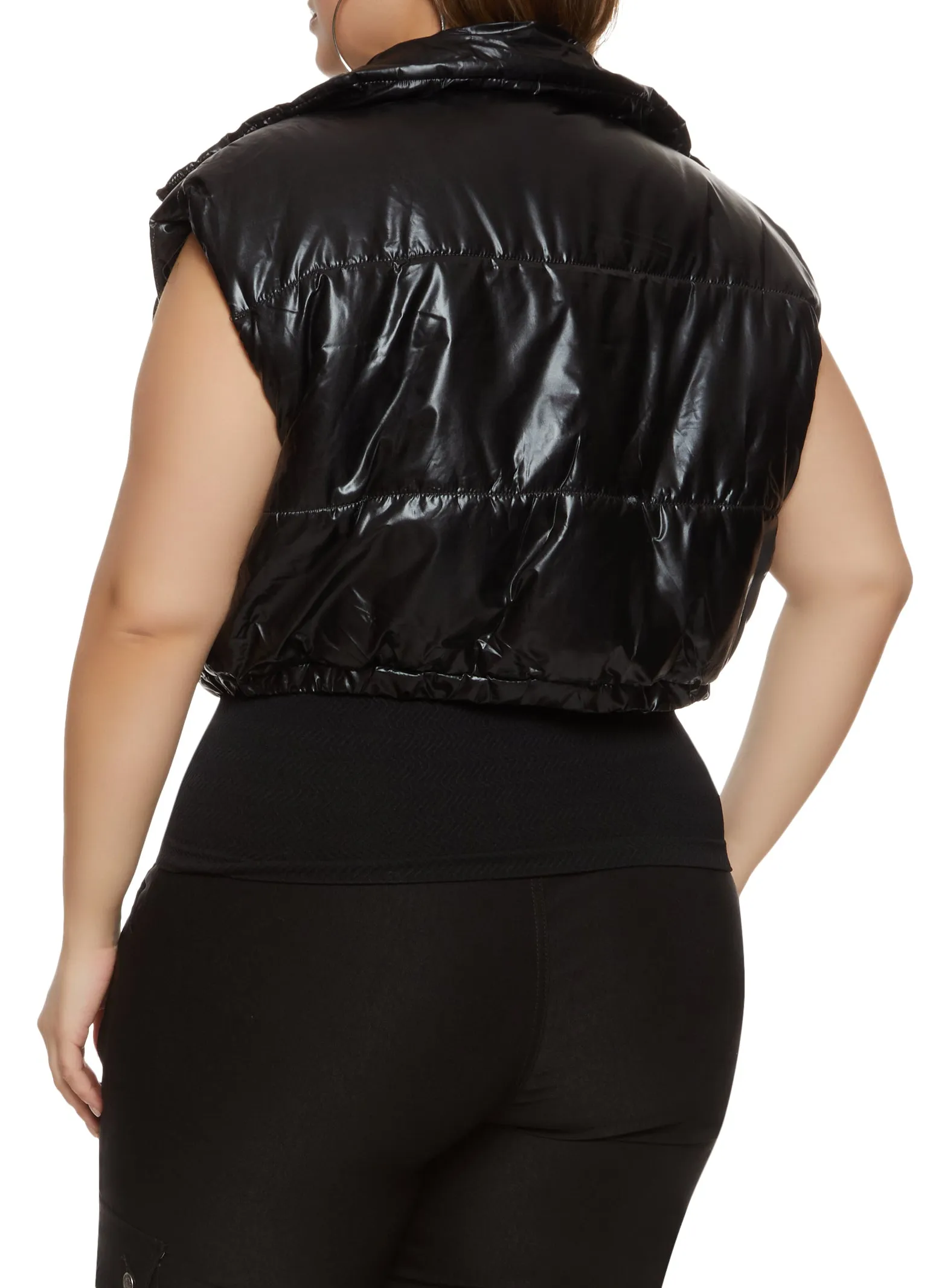 Plus Size Zip Front Cropped Puffer Vest sold by Rainbow product image thumbnail 3