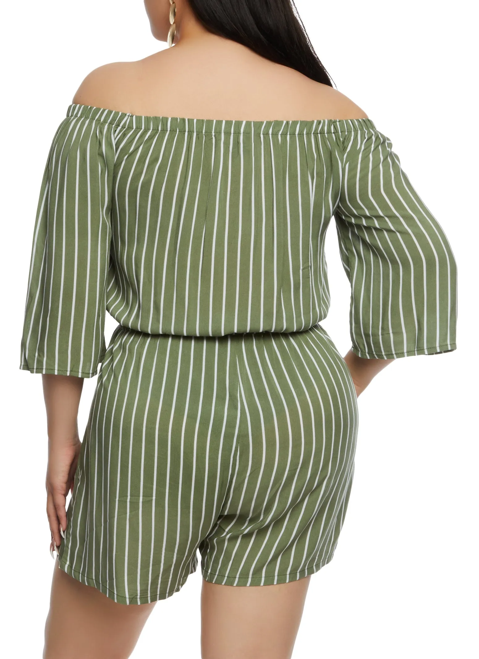 Plus Size Striped Off the Shoulder Romper sold by Rainbow product image thumbnail 3