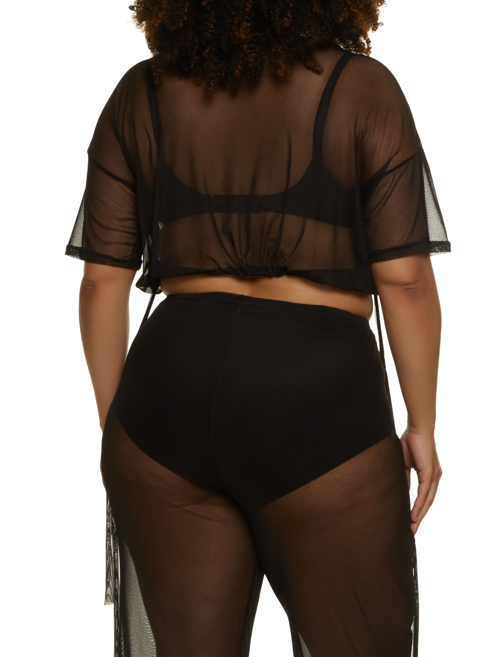 Plus Size Mesh Drawstring Hem Crop Top sold by Rainbow product image thumbnail 3