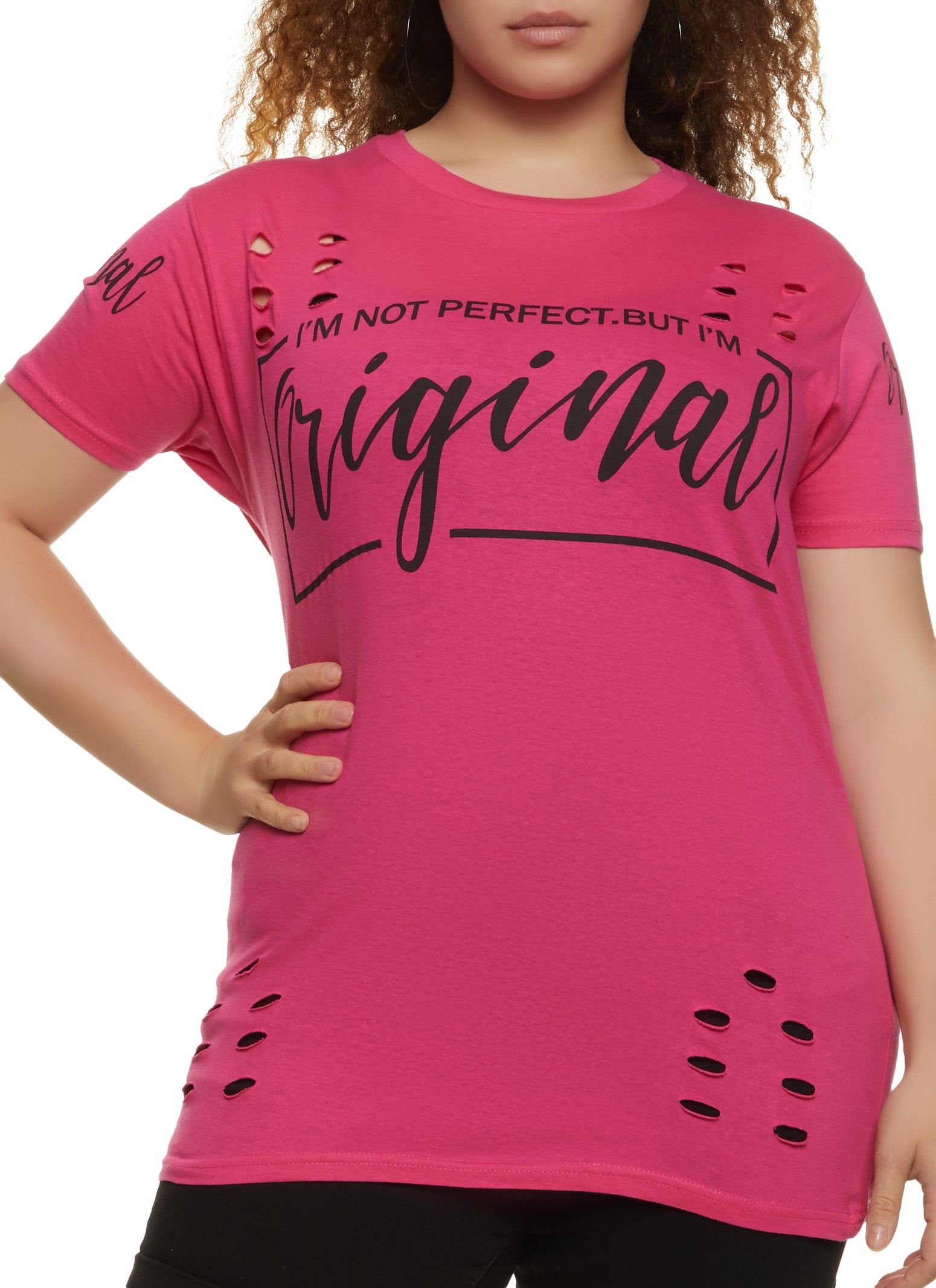 Plus Size Im Not Perfect But Im Original Laser Cut Tee sold by Rainbow