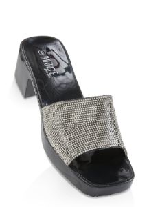 Rhinestone Band Jelly Block Heel Sandals sold by Rainbow