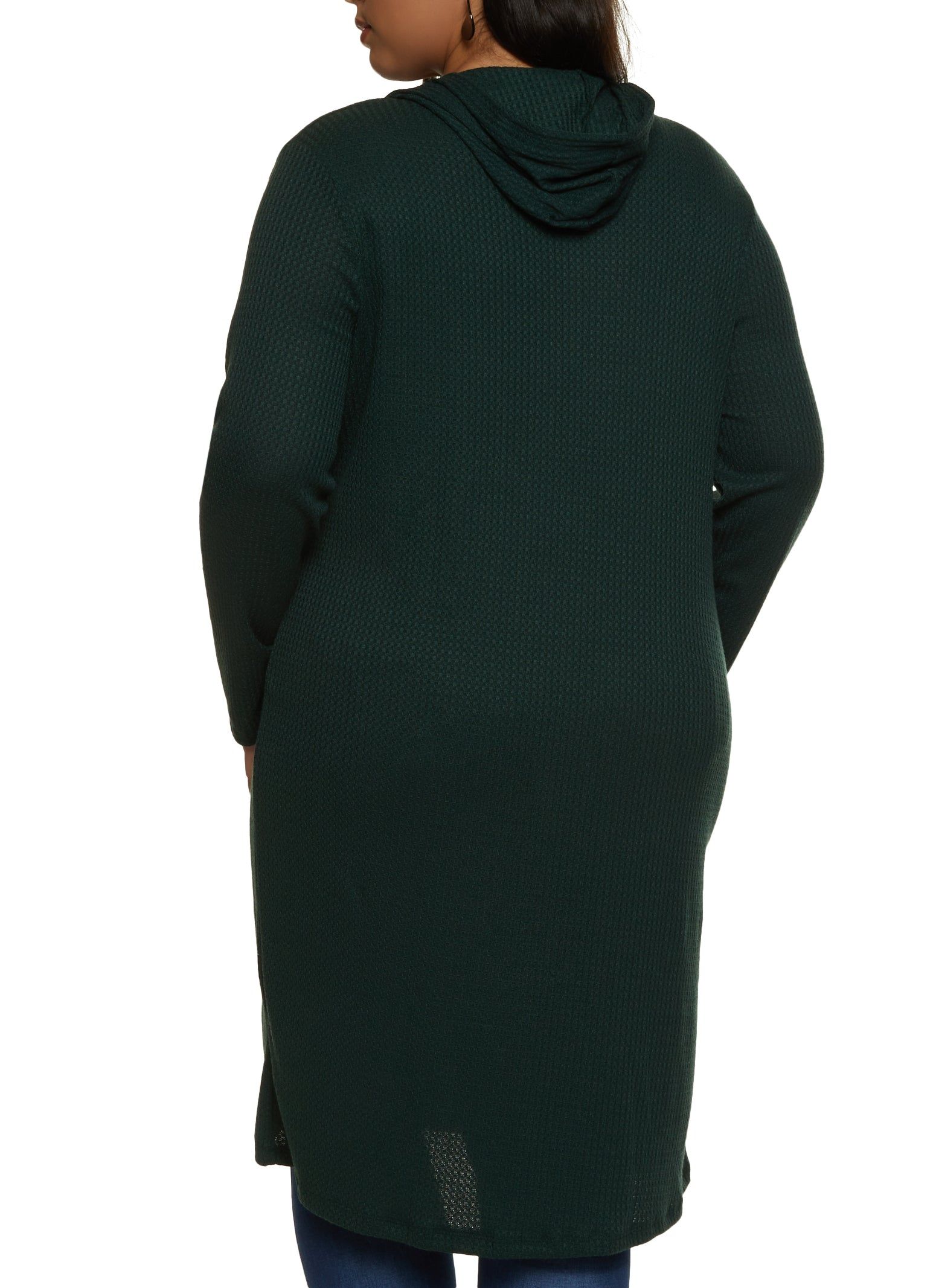 Plus Size Waffle Knit Hooded Long Cardigan sold by Rainbow product image thumbnail 2