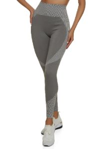 Seamless Striped Detail Waffle Knit Leggings sold by Rainbow