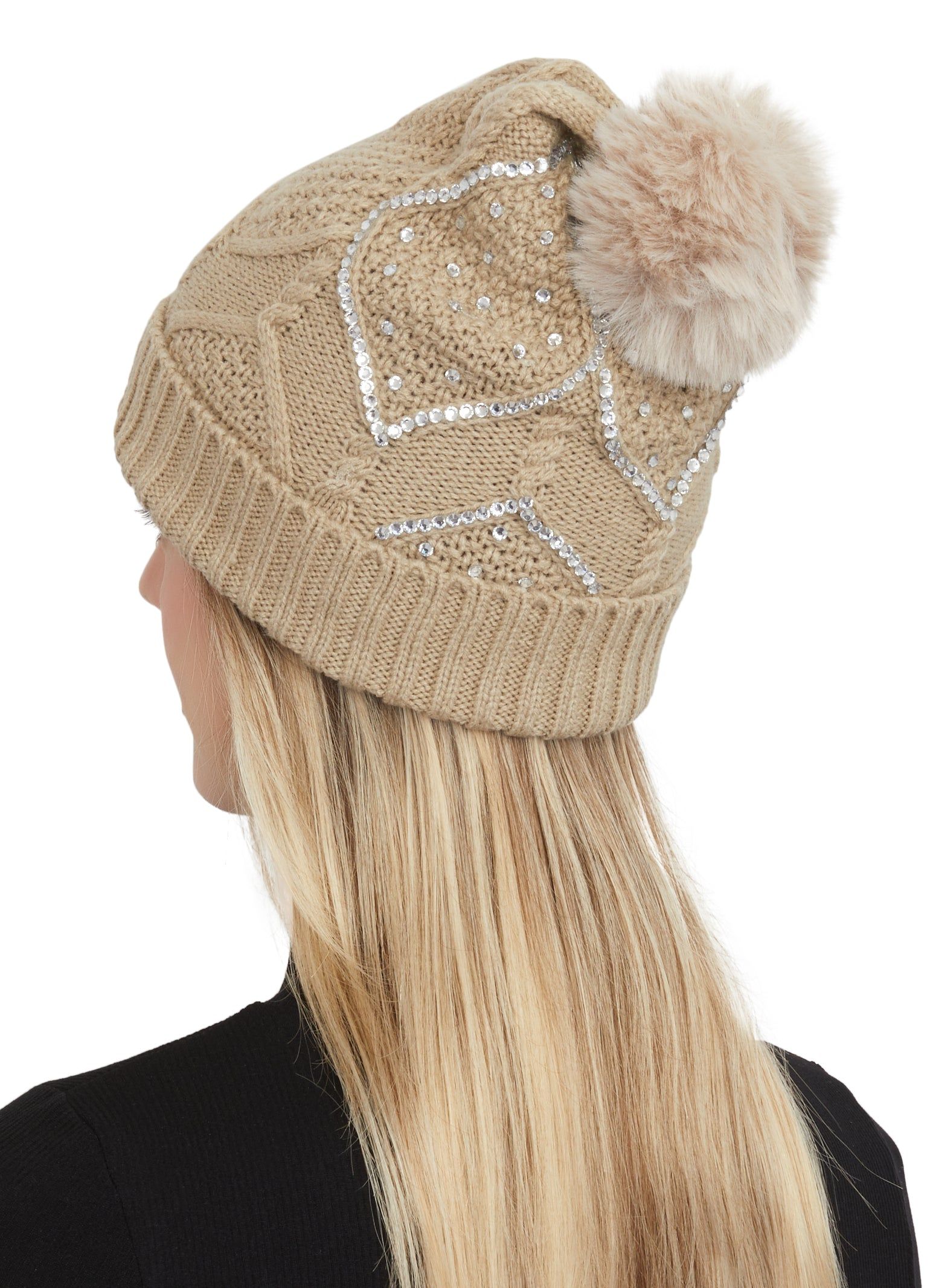 Rhinestone Pom Pom Beanie sold by Rainbow