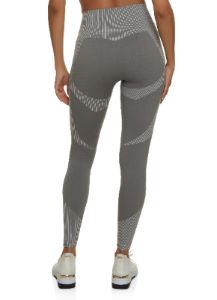 Seamless Striped Detail Waffle Knit Leggings sold by Rainbow