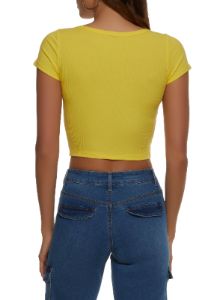 Rib Knit Scoop Neck Crop Top sold by Rainbow