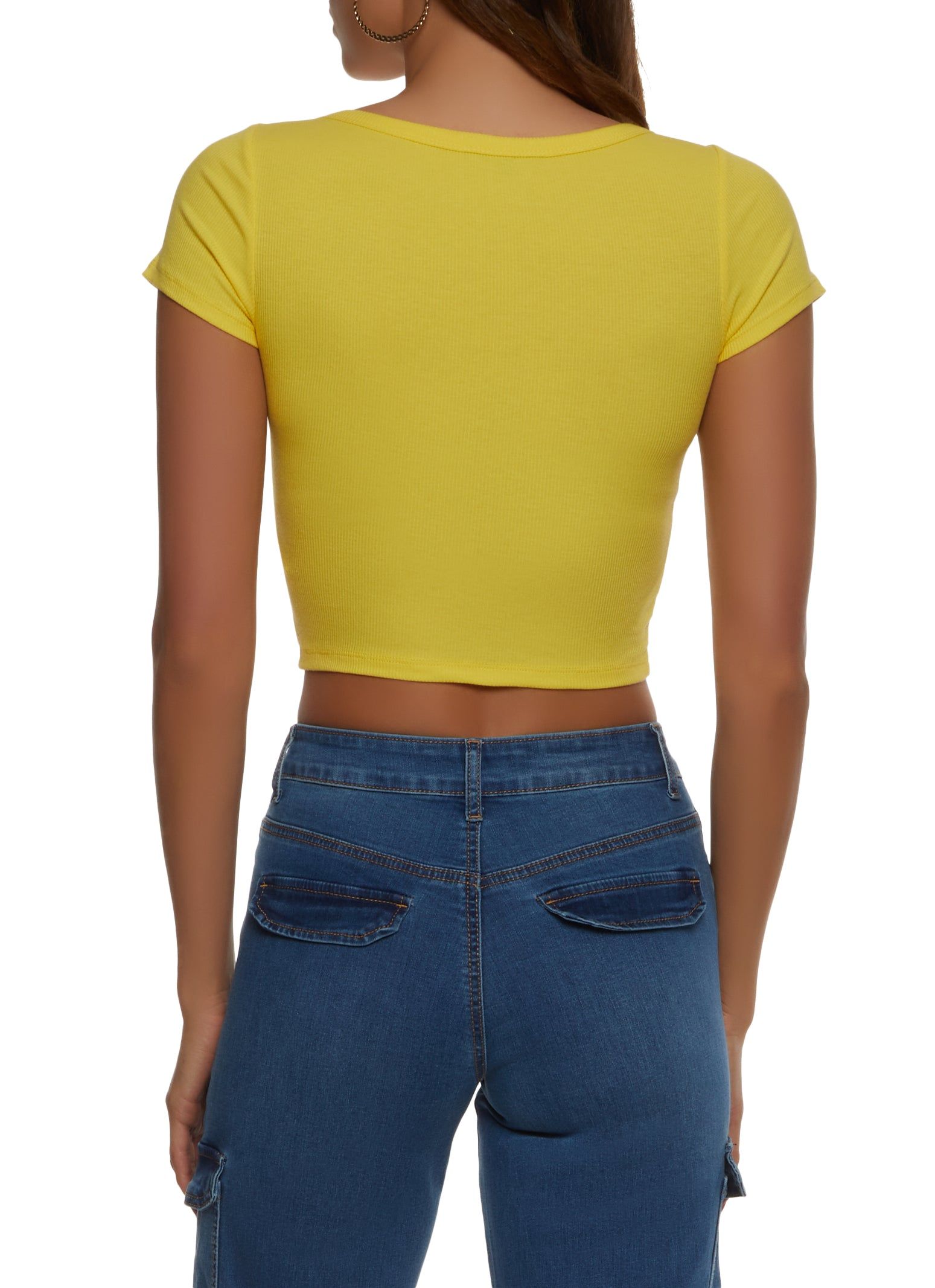 Rib Knit Scoop Neck Crop Top sold by Rainbow product image thumbnail 2