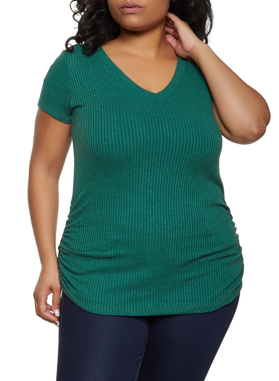 Plus Size Basic V Neck T Shirt sold by Rainbow