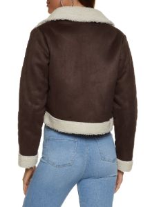 Faux Suede Sherpa Lined Moto Jacket sold by Rainbow