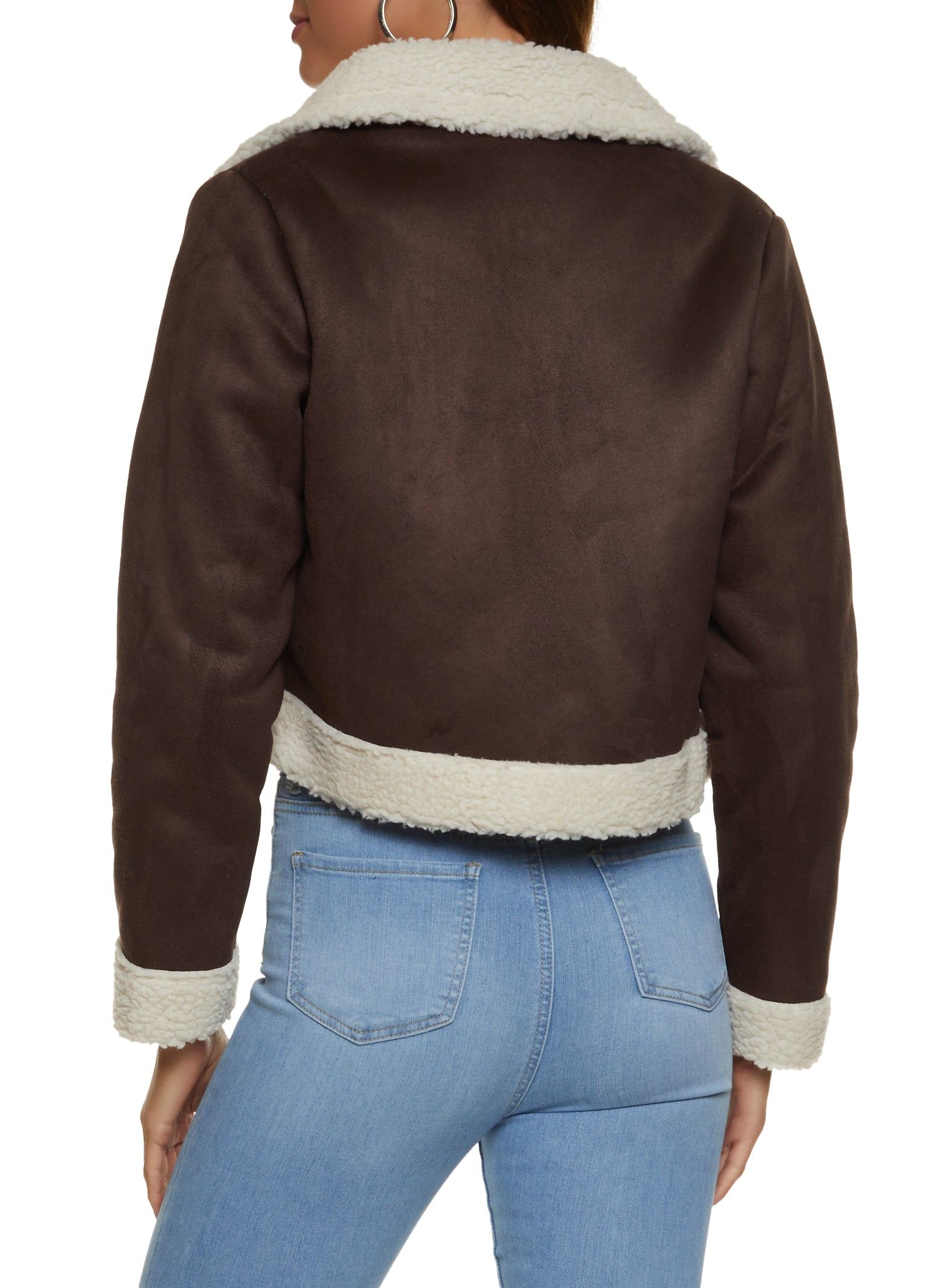 Faux Suede Sherpa Lined Moto Jacket sold by Rainbow product image thumbnail 3