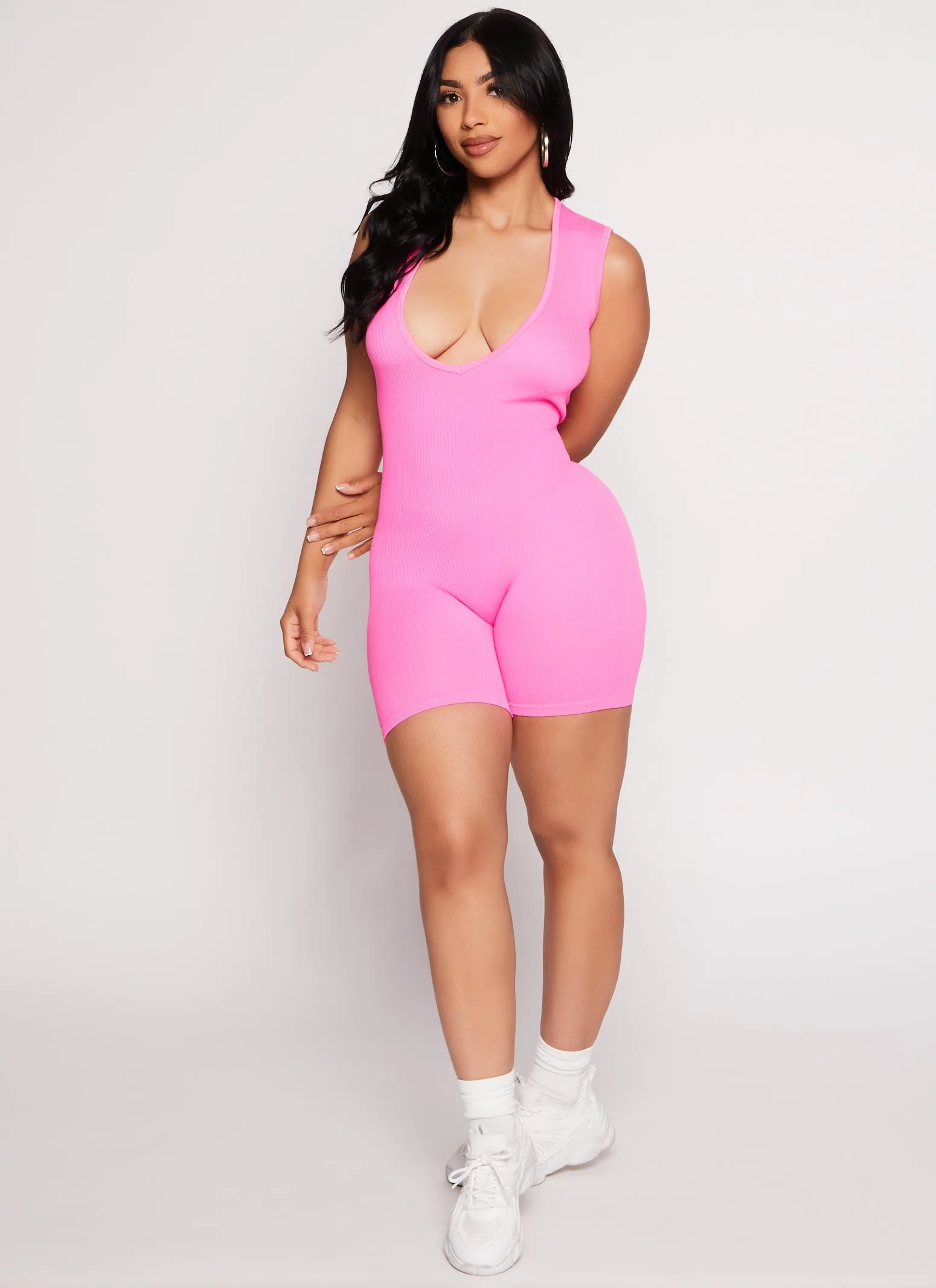 Daisy Seamless Ribbed Plunge Neck Romper sold by Rainbow product image thumbnail 2
