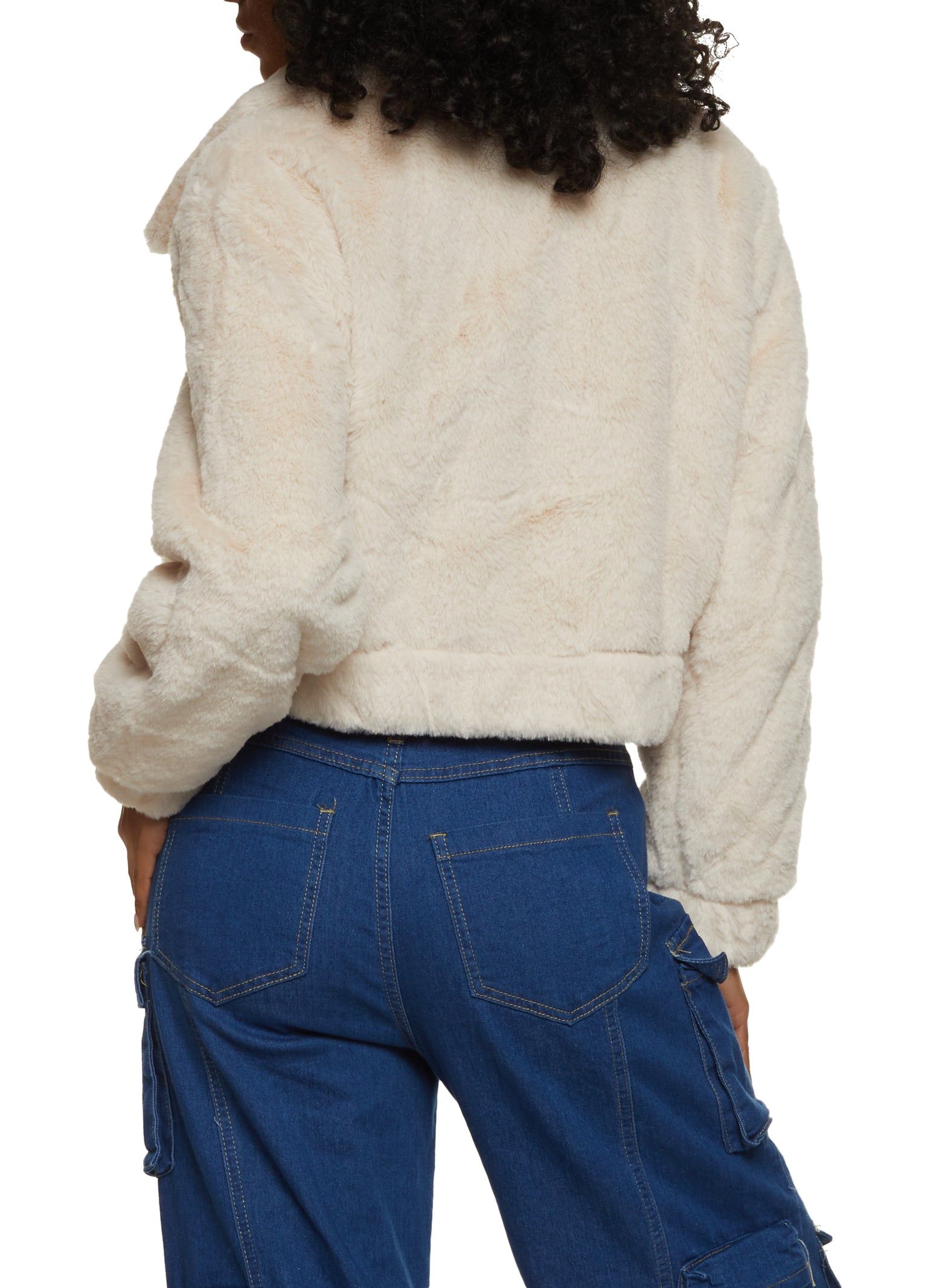 Zip Front Faux Fur Bomber Jacket sold by Rainbow product image thumbnail 2
