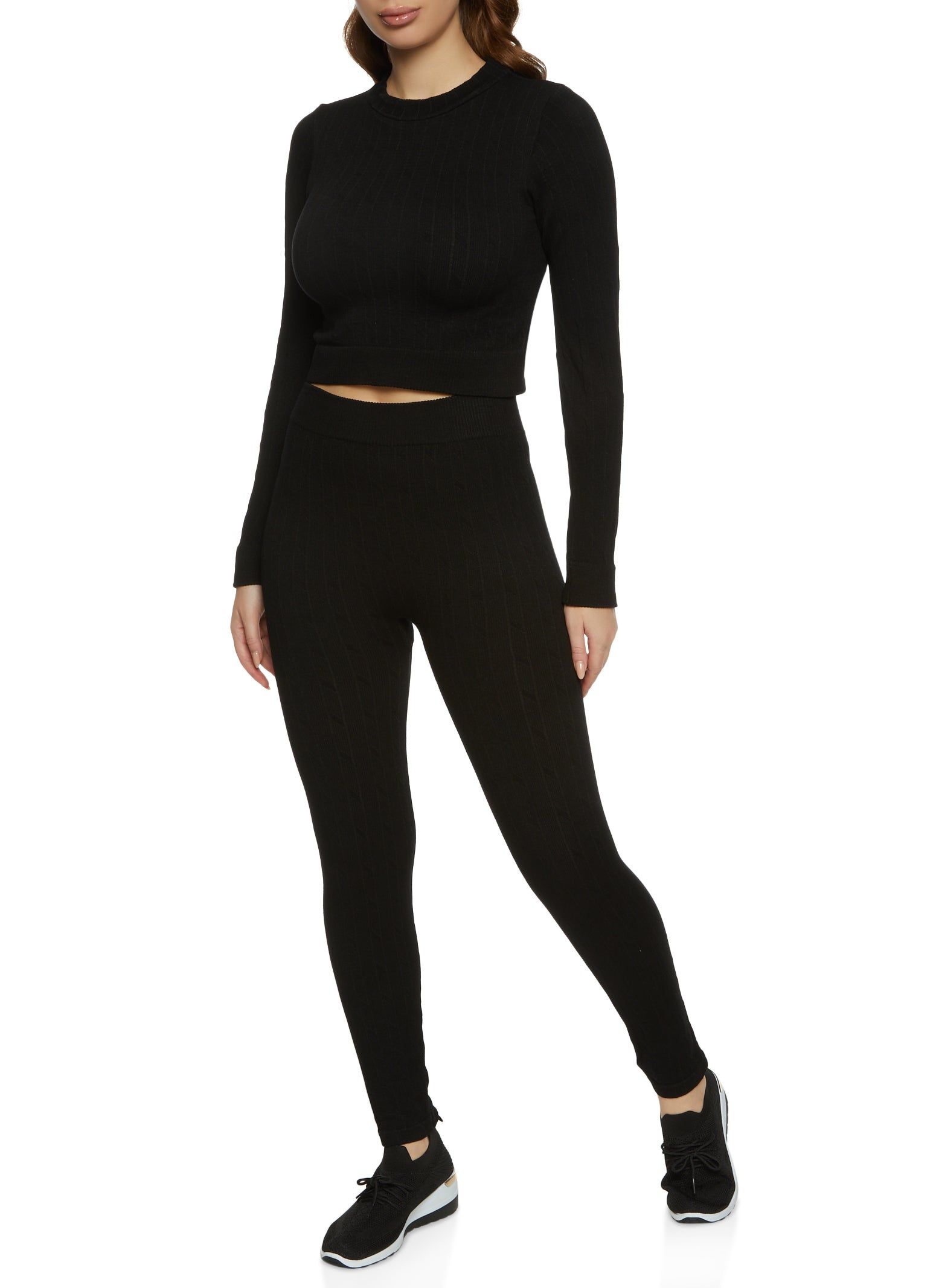 Seamless Cable Knit Cropped Sweater sold by Rainbow product image thumbnail 2