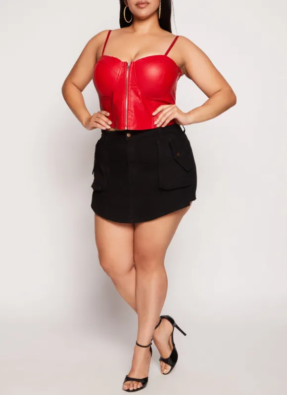 Plus Size Daisy Pocket Denim Skort sold by Rainbow