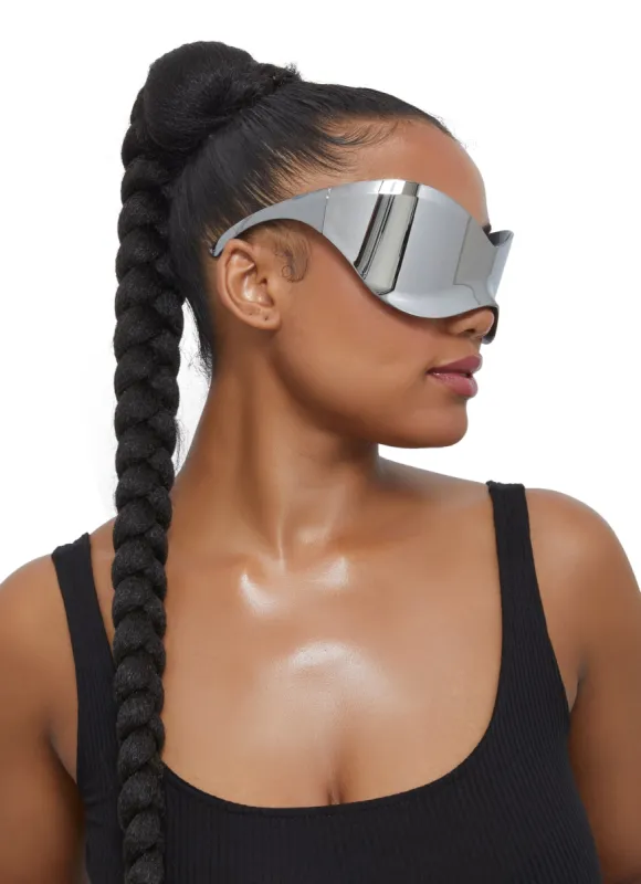 Oversized Rimless Wrap Shield Sunglasses sold by Rainbow