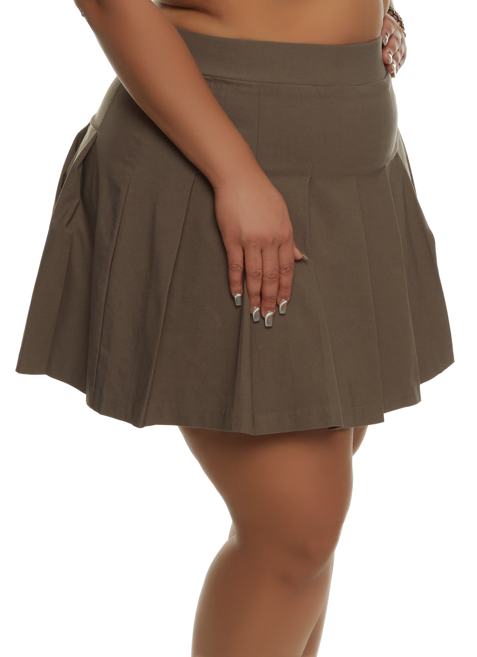 Plus Size Crepe Knit Pleated Skirt sold by Rainbow