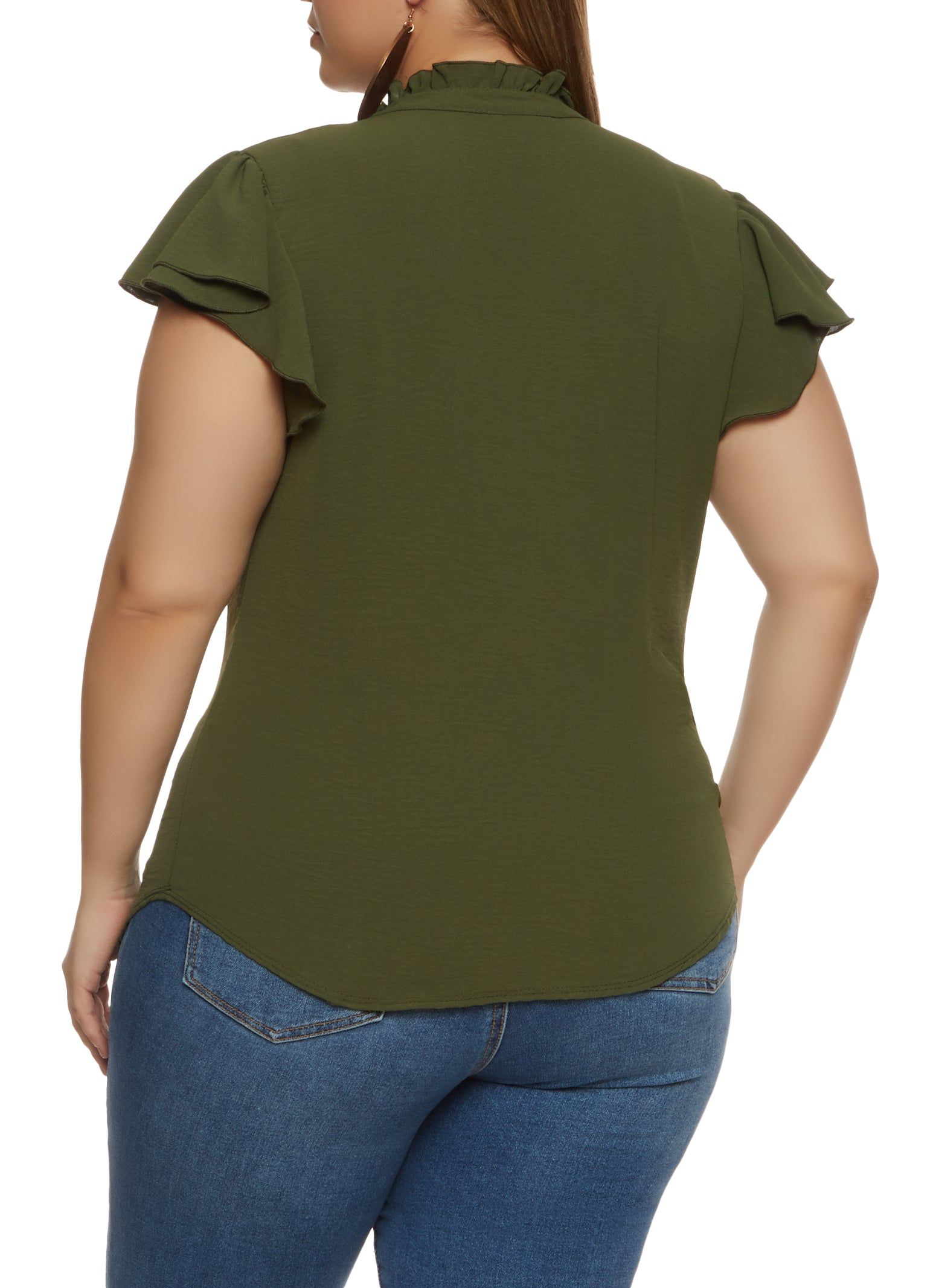 Plus Size Crepe Knit Flutter Sleeve Blouse sold by Rainbow product image thumbnail 2