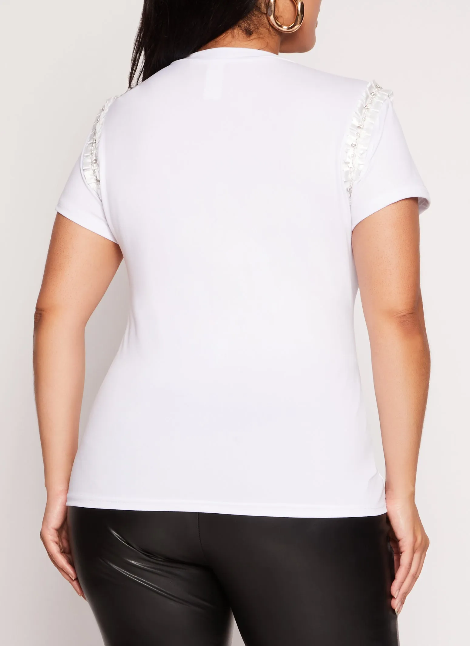 Plus Size Blessed Rhinestone Ribbon Trim Graphic Tee sold by Rainbow product image thumbnail 3