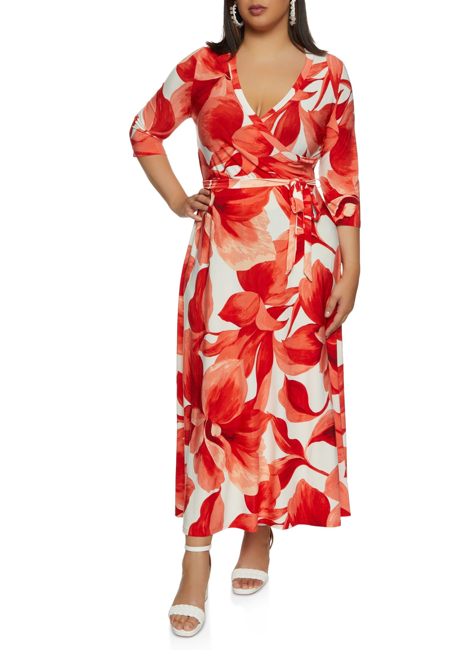 Plus Size Floral Print Faux Wrap Dress sold by Rainbow product image thumbnail 2